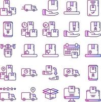set of business and delivery icons on transparent background vector