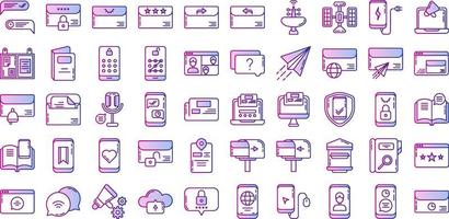 set of communication and message icons on transparent background vector