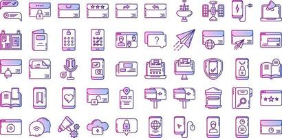 set of communication and message icons on transparent background vector