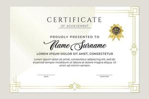 gold color elegant certificate template vector