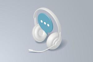 Headphones with microphone with speech bubble chat icon vector
