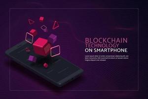 Virtual reality metaverse, blockchain technology for on smartphones vector