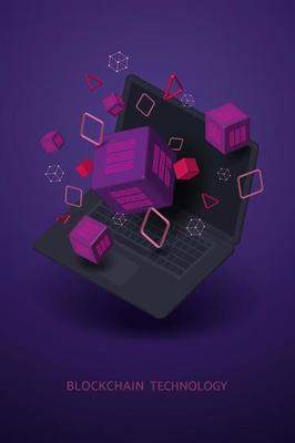 Virtual reality metaverse, blockchain technology for on laptop
