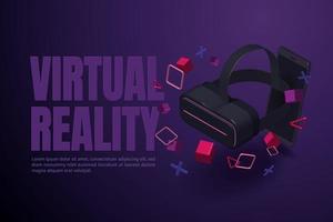Smartphone and virtual reality glasses with objects floating around