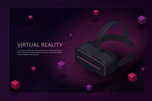 Virtual reality glasses with objects floating around vector