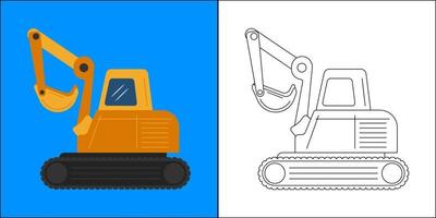 Excavator suitable for children's coloring page vector illustration