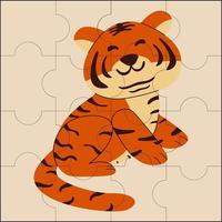 Cute tiger suitable for children's puzzle vector illustration