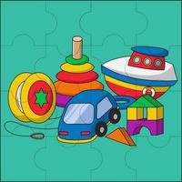 colección de juguetes adecuados para la ilustración de vector de rompecabezas de niños