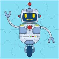 robot con ruedas adecuado para la ilustración de vector de rompecabezas para niños