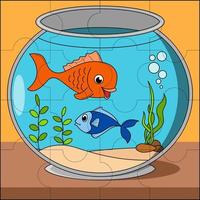 Freshwater fish in aquarium tank suitable for children's puzzle vector illustration