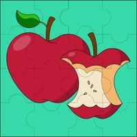 manzana adecuada para la ilustración de vector de rompecabezas infantil