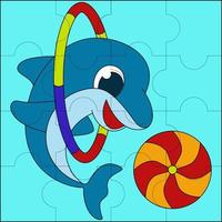 Dolphin circus suitable for children's puzzle vector illustration