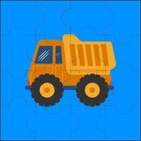 construcción de camiones adecuada para la ilustración de vector de rompecabezas para niños