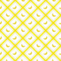 Cute Bananas Fruit Element Yellow Brown Diagonal Stripe Striped Line Tilt Checkered Plaid Tartan Buffalo Scott Gingham Pattern Flat Cartoon Vector Seamless Pattern Print Background Food
