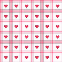 Cute Heart Love Caring Valentines Day Element Red Pink Stripe Striped Line Tilt Checkered Plaid Tartan Buffalo Scott Gingham Pattern Cartoon Vector Seamless Pattern Print Background