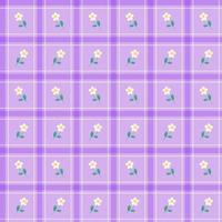 Cute Frangipani Plumeria Element Lilac Violet Purple Stripe Striped Line Tilt Checkered Plaid Tartan Buffalo Scott Gingham Pattern Illustration Wrapping Paper, Picnic Mat, Tablecloth Fabric Background vector