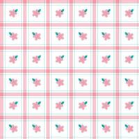 Cute Sakura leaf Element Pink Blue Stripe Striped Line Tilt Checkered Plaid Tartan Buffalo Scott Gingham Pattern Illustration Wrapping Paper, Picnic Mat, Tablecloth, Fabric Background vector