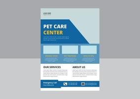 Pet care flyer design. Pet sitting flyer poster leaflet template. Pet care service promotional banner ads design. cover, a4 size, flyer design vector