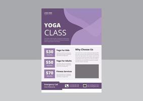 plantilla de volante de estudio de yoga. plantilla de diseño de volante de entrenamiento físico, plantilla de volante de clase en línea de yoga, portada, afiche, diseño de folleto. vector