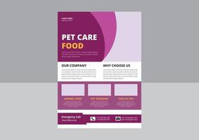 Pet care flyer design. Pet sitting flyer poster leaflet template. Pet care service promotional banner ads design. cover, a4 size, flyer design vector