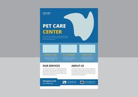 Pet care flyer design. Pet sitting flyer poster leaflet template. Pet care service promotional banner ads design. cover, a4 size, flyer design vector