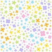 Cute Daisy Star Flowers Garden Plant Botanical Rainbow Colorful Confetti Various Styles Flat Cartoon Vector Seamless Pattern Print Background Fashion Fabric Picnic Mat Scarf Paper Illustration