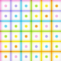 Cute Polkadot Circle Round Dot Geometry Element Rainbow Colorful Pastel Stripe Striped Line Checkered Plaid Tartan Buffalo Scott Gingham Pattern Cartoon Vector Seamless Pattern Print Mat Background