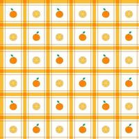 linda mitad naranja hoja fruta elemento naranja verde raya rayado línea inclinación a cuadros tartán búfalo scott guingán patrón vector