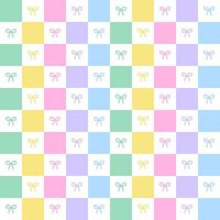 Pastel Rainbow Bow Ribbon Present Gift Box Check Checkered Gingham Pattern Illustration Wrapping Paper, Picnic Mat, Tablecloth, Fabric Background vector