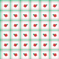 Cute Red Rose leaf Element Red Green Stripe Striped Line Tilt Checkered Plaid Tartan Buffalo Scott Gingham Pattern Pattern Illustration Wrapping Paper, Picnic Mat, Tablecloth, Fabric, Wrapping Paper vector