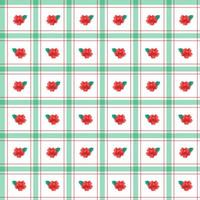 Cute Red Rose leaf Element Red Green Stripe Striped Line Tilt Checkered Plaid Tartan Buffalo Scott Gingham Pattern Pattern Illustration Wrapping Paper, Picnic Mat, Tablecloth, Fabric, Wrapping Paper vector