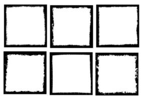 Grunge geometric square frames set. Vector illustration isolated on white background