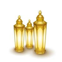 Realistic gold lanterns are isolated vector