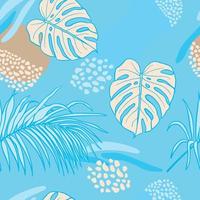 hermosas hojas tropicales rama diseño de patrones sin fisuras. hojas tropicales de fondo sin fisuras patrón floral. ilustración brasileña de moda. diseño de primavera verano para moda, estampados vector