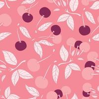 Cherry seamless pattern design. Beautiful tropical berries seamless pattern design. Tropical fruits and leaves seamless pattern background. vector