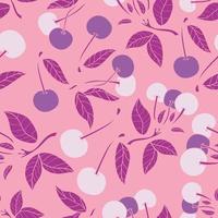 Cherry seamless pattern design. Beautiful tropical berries seamless pattern design. Tropical fruits and leaves seamless pattern background. vector