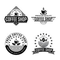 Coffee Logo Vector Illustration, Coffee Set Design. Vintage Retro Coffee Vector Logo.