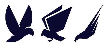 Set of vector bird icons on white background.