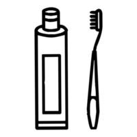 Toothbrush and toothpaste icon. Bathroom, dental, dentist symbol. Vector illustration.