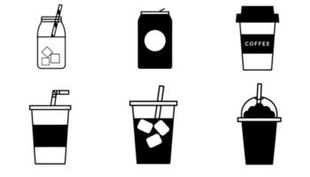 Drink line icon set on white background vector