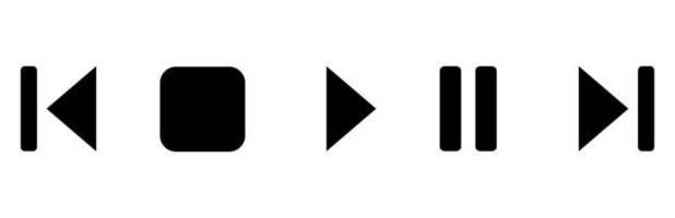 Play, stop and pause buttons for video audio player. Set of media player button icons. Vector illustration.