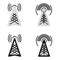 Transmitter icon set. Tower signal icon vector template editable stroke. Mobile devices and wireless.