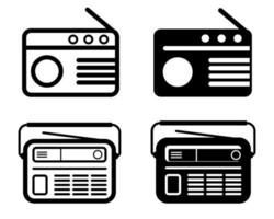 conjunto de iconos de radio, antiguas ondas de receptor retro, signo de sintonizador aislado en fondo blanco. estilo plano de moda para diseño gráfico, logotipo, sitio web, redes sociales, ui, aplicación móvil. ilustración vectorial