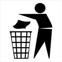 Do not litter icon, Tidy man symbol, Keep clean, Dispose of carefully and thoughtfully symbol. Vector illustration.