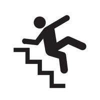 hombre cayendo del icono de las escaleras. señal de advertencia, ilustración vectorial. vector