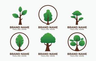 conjunto de concepto de logotipo de árbol vector