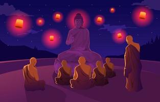 Meditation in Asahna Bucha Day vector