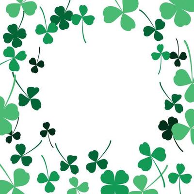 Happy St. Patrick's day greeting banner card vector illustration template. Green clover leaves background