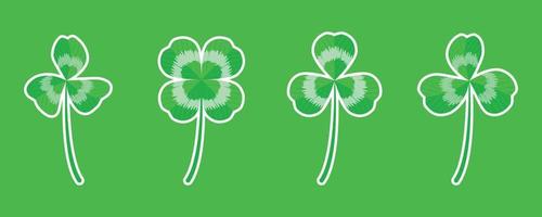 Realistic lucky clover leaf, trefoil, four leaves shamrock isolated on white, for St. Patrick's