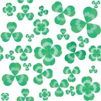 Realistic clover trefoil leaf seamless pattern on white background vector shamrock template for St. Patrick's day